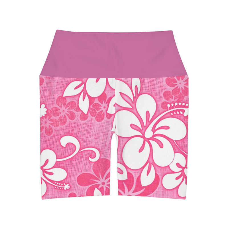 Huey Life Pink Hawaiian Flower High Waisted Yoga Shorts - Huey's Sales