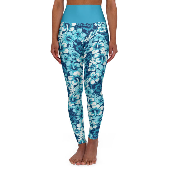 Huey Life Blue Hawaiian Pattern High Waisted Yoga Leggings - Huey's Sales