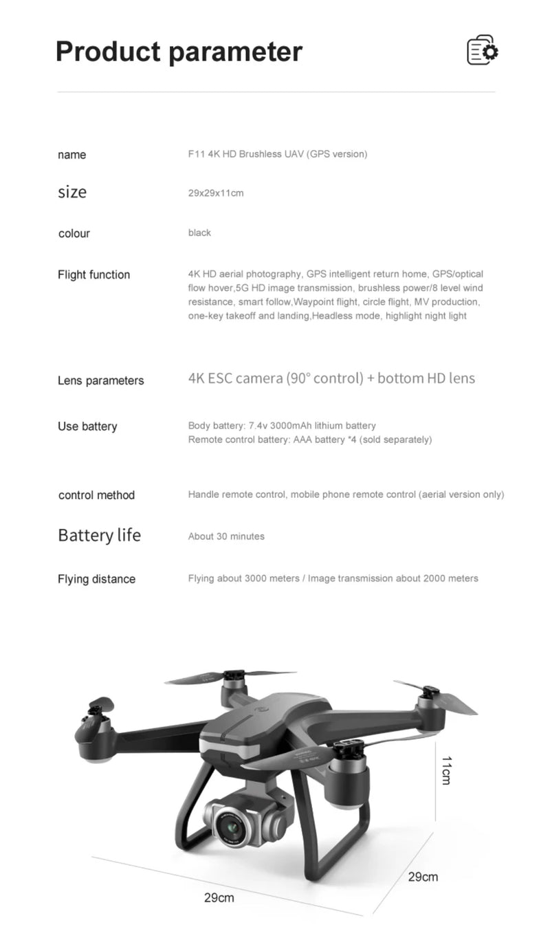 F11 Pro GPS Drone 4k/6k Dual Camera by 4DRC from Huey's Sales - Huey's Sales